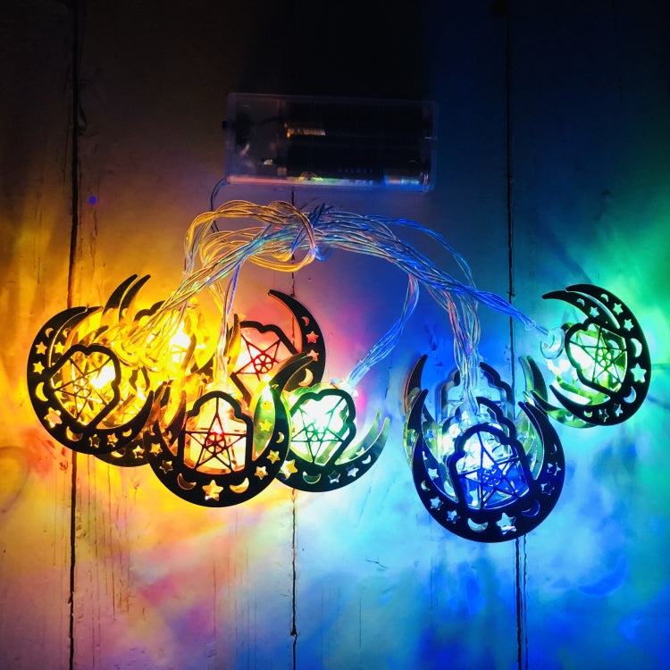 أضواء سلسلة نجمة وهلال LED لعيد الفطر، زينة مهرجان رمضان، 1.65 متر 10 مصابيح LED، 3 متر 20 مصباح LED