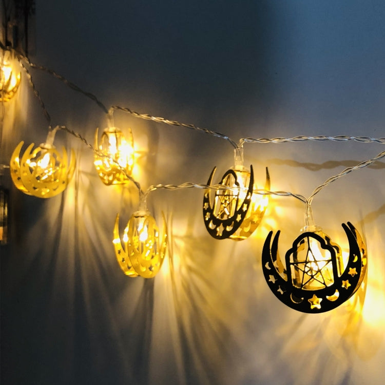 أضواء سلسلة نجمة وهلال LED لعيد الفطر، زينة مهرجان رمضان، 1.65 متر 10 مصابيح LED، 3 متر 20 مصباح LED