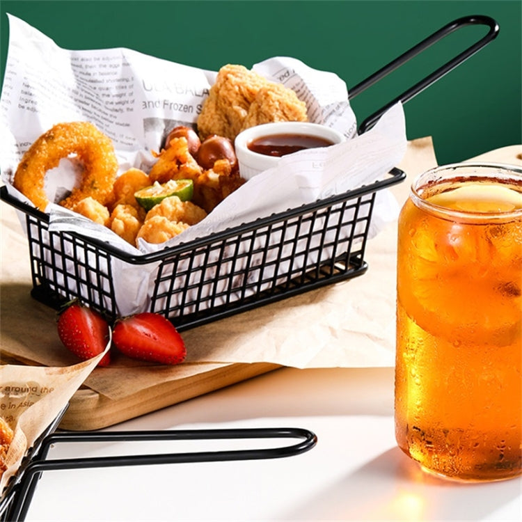 Wrought Iron Fruit Portable Storage Basket Bread French Fries Fried Snacks Portable Basket, Double Cup Egg-shaped, Double Cup Round, Single Cup Boat, Square Short Basket, Rectangular Short Basket, Large Round Wire, Small Round Wire, Large Messy Wire