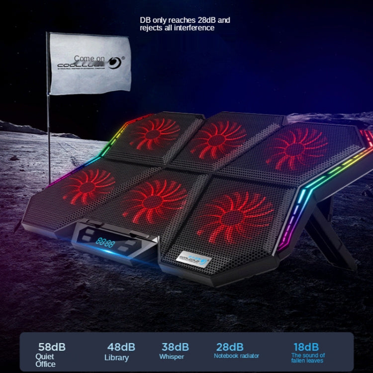 قاعدة تبريد لابتوب COOLCOLD RGB مع ست مراوح قابلة للتعديل، سرعة 5V، نسخة ملونة، نسخة سيمفونية 12 باللمس 5V