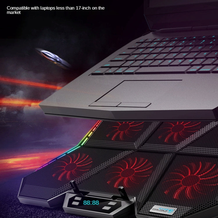 قاعدة تبريد لابتوب COOLCOLD RGB مع ست مراوح قابلة للتعديل، سرعة 5V، نسخة ملونة، نسخة سيمفونية 12 باللمس 5V