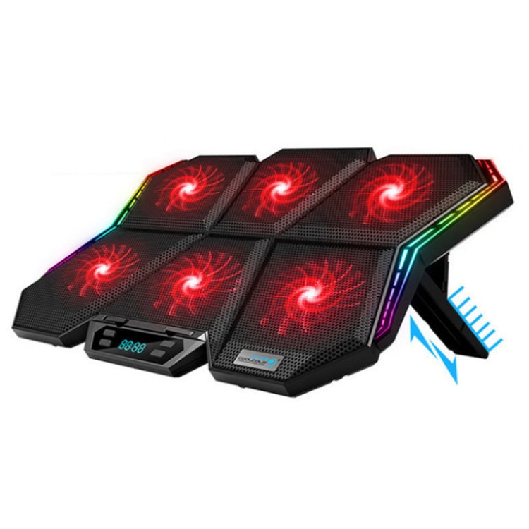 قاعدة تبريد لابتوب COOLCOLD RGB مع ست مراوح قابلة للتعديل، سرعة 5V، نسخة ملونة، نسخة سيمفونية 12 باللمس 5V