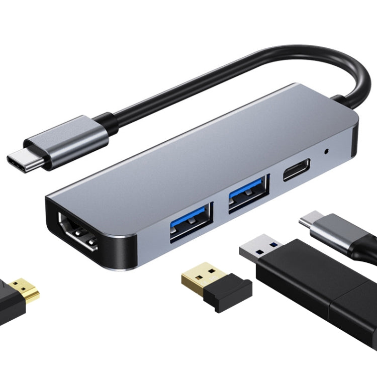 محطة إرساء HUB متعددة الوظائف BYL-2011 4 في 1 من USB-C / Type-C إلى 4K HDMI + USB 3.0 + USB 2.0 + منافذ شحن PD USB-C / Type-C