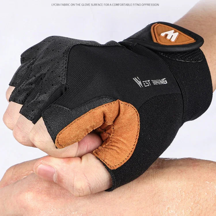 قفازات دراجات نارية نصف أصابع WEST BIKING YP0211196، ممتصة للصدمات ومضادة للانزلاق، معدات ركوب، S, M, L, XL