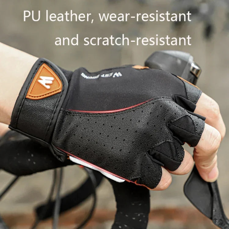 قفازات دراجات نارية نصف أصابع WEST BIKING YP0211196، ممتصة للصدمات ومضادة للانزلاق، معدات ركوب، S, M, L, XL