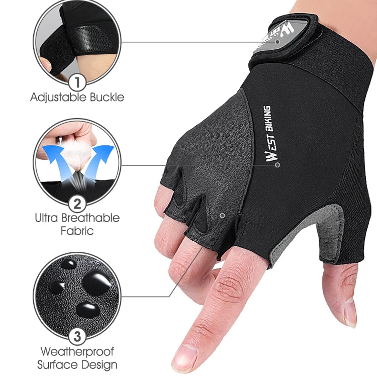 قفازات ركوب الدراجات الجبلية نصف الأصابع WEST BIKING YP0211210، قابلة للتنفس ومضادة للانزلاق، معدات ركوب، M, L, XL