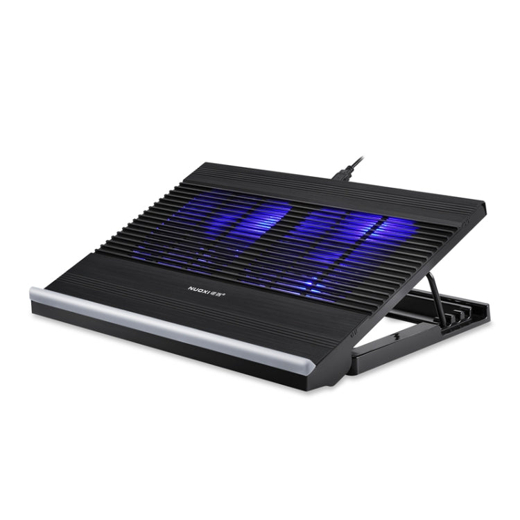 حامل تبريد لابتوب NUOXI T10 من الألمنيوم قابل للتعديل متعدد المستويات، أسود، فضي