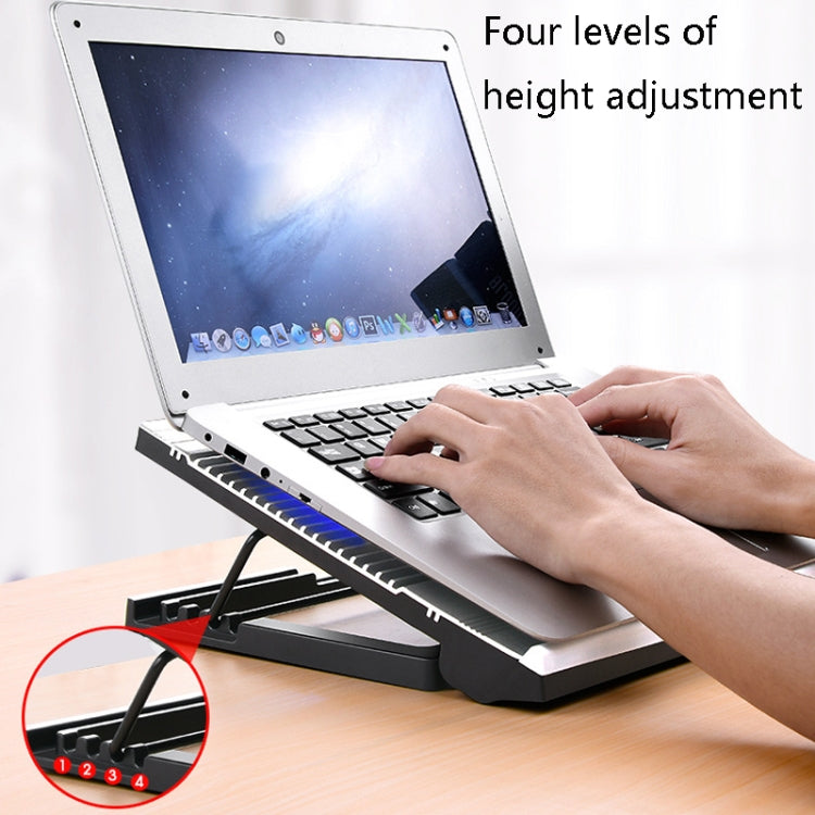 حامل تبريد لابتوب NUOXI T10 من الألمنيوم قابل للتعديل متعدد المستويات، أسود، فضي