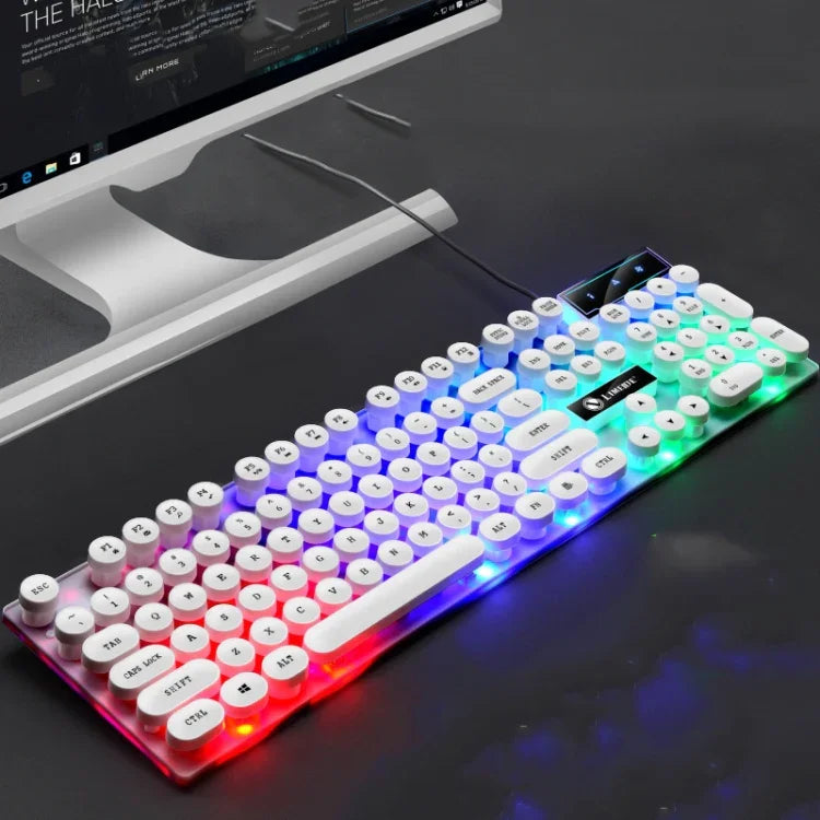 لوحة مفاتيح وفأرة سلكية USB LIMEIDE GTX300 مع 104 مفتاح غطاء مفتاح دائري عتيق، طول الكابل: 1.4م، لوحة مفاتيح بانك مفردة بيضاء، لوحة مفاتيح بانك مفردة سوداء، مجموعة بانك بيضاء، مجموعة بانك سوداء