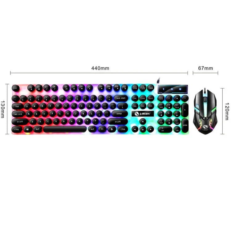 لوحة مفاتيح وفأرة سلكية USB LIMEIDE GTX300 مع 104 مفتاح غطاء مفتاح دائري عتيق، طول الكابل: 1.4م، لوحة مفاتيح بانك مفردة بيضاء، لوحة مفاتيح بانك مفردة سوداء، مجموعة بانك بيضاء، مجموعة بانك سوداء