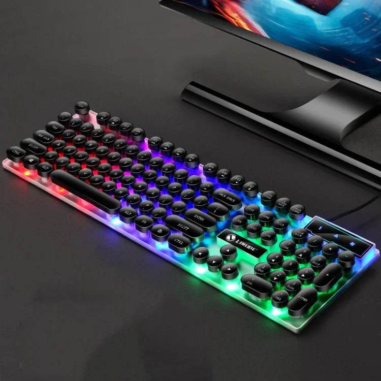 لوحة مفاتيح وفأرة سلكية USB LIMEIDE GTX300 مع 104 مفتاح غطاء مفتاح دائري عتيق، طول الكابل: 1.4م، لوحة مفاتيح بانك مفردة بيضاء، لوحة مفاتيح بانك مفردة سوداء، مجموعة بانك بيضاء، مجموعة بانك سوداء
