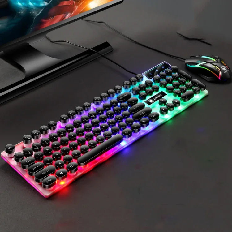 لوحة مفاتيح وفأرة سلكية USB LIMEIDE GTX300 مع 104 مفتاح غطاء مفتاح دائري عتيق، طول الكابل: 1.4م، لوحة مفاتيح بانك مفردة بيضاء، لوحة مفاتيح بانك مفردة سوداء، مجموعة بانك بيضاء، مجموعة بانك سوداء