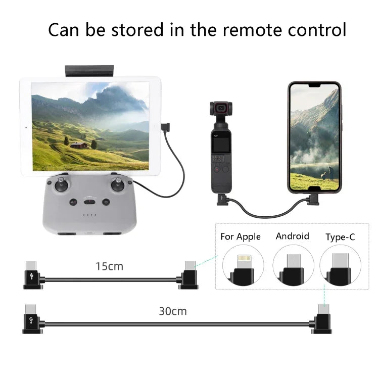 Sunnylife TY-X9304 مناسب لكابل هاتف محمول / تابلت DJI Mavic Air 2S / DJI FPV Flight Glasses V2 / Mavic Mini2 / Osmo Pocket 2، كابل 15 سم Type-C إلى 8 Pin، كابل 15 سم Type-C إلى Micro USB، كابل 15 سم Type-C إلى Type-C، كابل 30 سم Type-C إلى 8 Pin