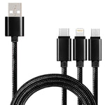 5 قطع كابل بيانات مضفر 3 في 1 USB إلى USB-C / Type-C + 8 بن + Micro USB، USB إلى USB-C / Type-C + 8 بن + Micro USB
