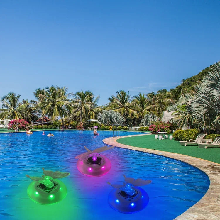 ضوء عائم شمسي للمسبح فيلا خارجية، ضوء RGB لحديقة العشب، فراشة، اليعسوب