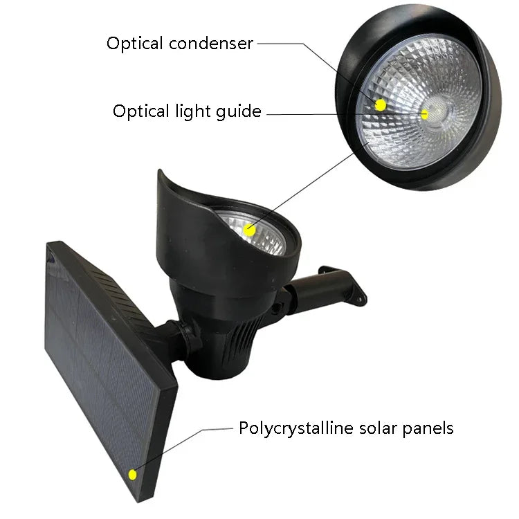 ضوء كشاف شمسي للمنزل والحديقة والفيلات والعشب، ضوء أبيض، ضوء دافئ، ضوء ملون