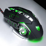 فأرة ألعاب سلكية ميكانيكية مع 6 أزرار ودقة 3200 DPI ومنفذ USB T-WOLF V6، برمجة ماكرو، فأرة ألعاب مضيئة بسبعة ألوان، طول الكابل: 1.5م، نسخة تعريف ماكرو صوتية سوداء فضية، نسخة تعريف ماكرو صوتية رمادي حديدي