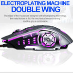 فأرة ألعاب سلكية ميكانيكية مع 6 أزرار ودقة 3200 DPI ومنفذ USB T-WOLF V6، برمجة ماكرو، فأرة ألعاب مضيئة بسبعة ألوان، طول الكابل: 1.5م، نسخة تعريف ماكرو صوتية سوداء فضية، نسخة تعريف ماكرو صوتية رمادي حديدي