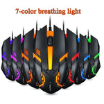 2 قطع من فأرة T-WOLF V1 سلكية بواجهة USB، 3 أزرار، دقة 1200 DPI، فأرة ألعاب بإضاءة خلفية 7 ألوان، طول الكابل: 1.35 متر