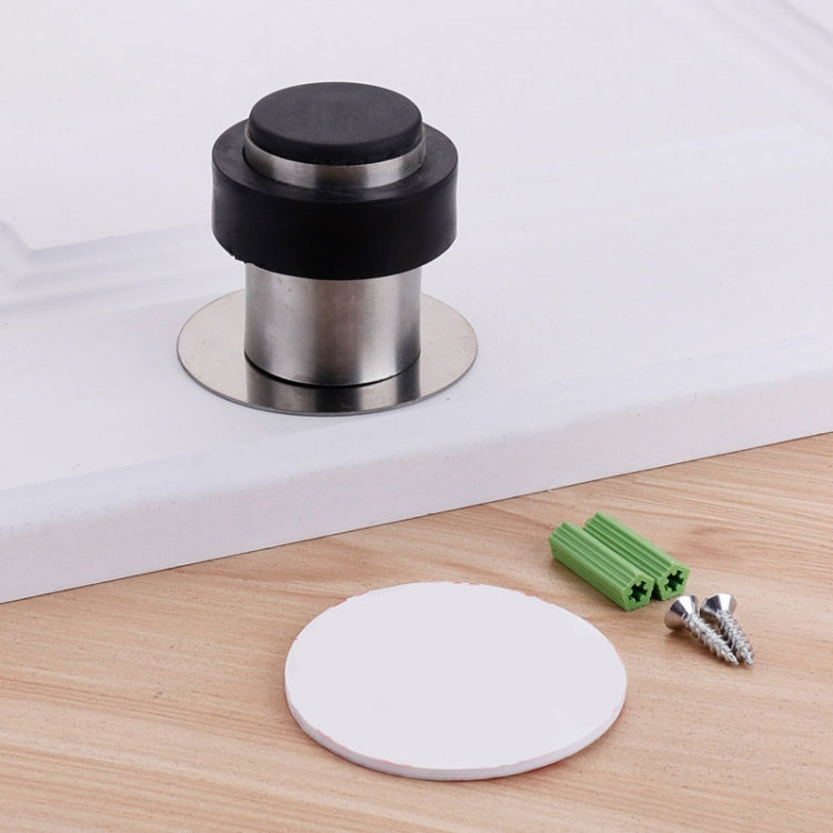 Rubber Anti-Collision Door Gear Punching Stainless Steel Round Door Resistant Home Floor-Shaped Cylindrical Door Touch, 46mm Punch, 60mm Punch, 80mm Punch, 46mm Punch-free, 60mm Punch-free, 80mm Punch-free, Brushed Steel 46mm With Plastic Head+Punch-fr...
