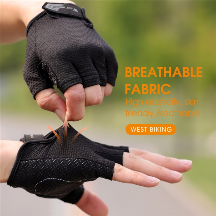قفازات ركوب الدراجات القصيرة القابلة للتنفس WEST BIKING YP0211218، نصف أصابع مضادة للانزلاق، M, L, XL, 2XL