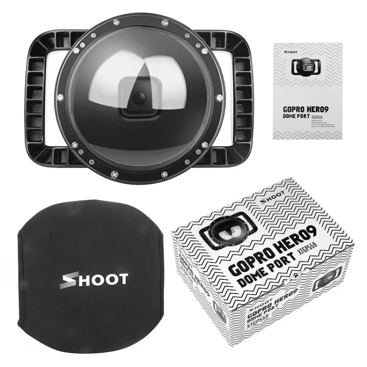 غطاء عدسة كاميرا غوص تحت الماء على شكل قبة شفاف SHOOT XTGP559 لكاميرا GoPro HERO9 Black، لكاميرا GoPro HERO9 Black