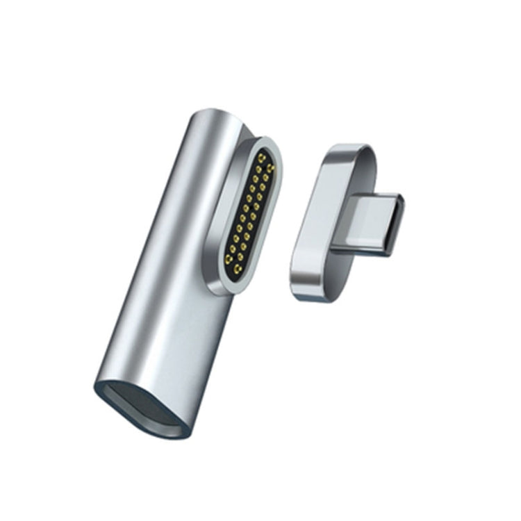 محول USB-C / Type-C مغناطيسي 20Pin زاوية يدعم الشحن ونقل الفيديو 4K، فضي، رمادي، أسود