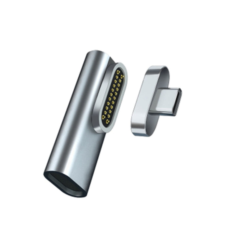 محول USB-C / Type-C مغناطيسي 20Pin زاوية يدعم الشحن ونقل الفيديو 4K، فضي، رمادي، أسود