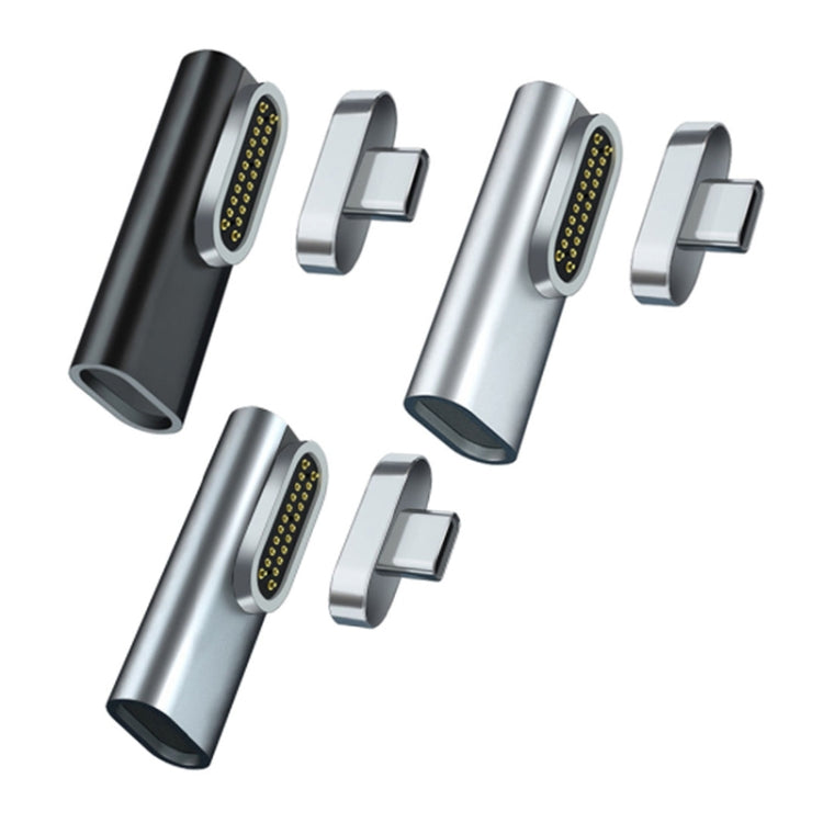محول USB-C / Type-C مغناطيسي 20Pin زاوية يدعم الشحن ونقل الفيديو 4K، فضي، رمادي، أسود