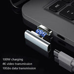 محول USB-C / Type-C مغناطيسي 20Pin زاوية يدعم الشحن ونقل الفيديو 4K، فضي، رمادي، أسود