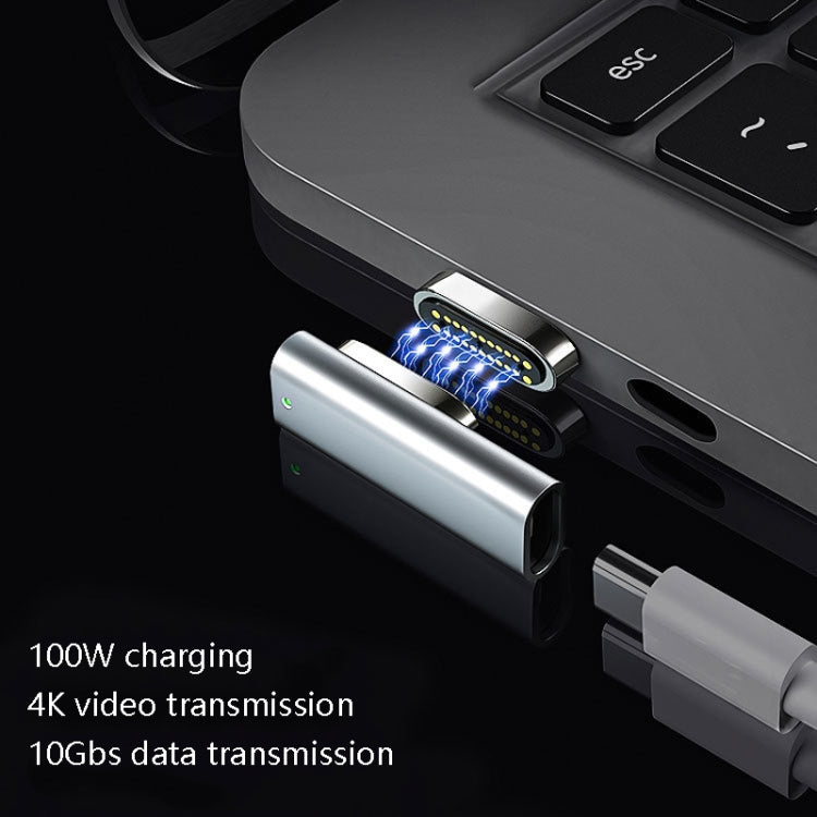 محول USB-C / Type-C مغناطيسي 20Pin زاوية يدعم الشحن ونقل الفيديو 4K، فضي، رمادي، أسود