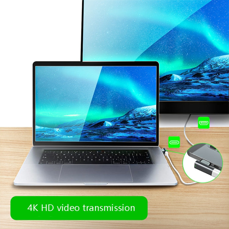 محول USB-C / Type-C مغناطيسي 20Pin زاوية يدعم الشحن ونقل الفيديو 4K، فضي، رمادي، أسود