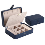 Double-Layer Leather Portable Simple Earrings Ring Jewelry Storage Box, 16 x 11 x 5cm