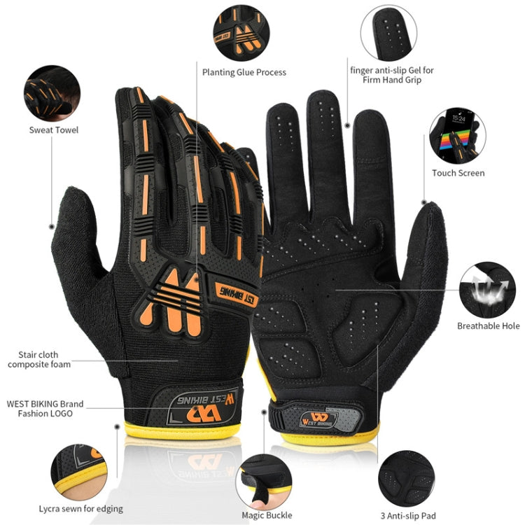 قفازات ركوب WEST BIKING YP0211208 للدراجات النارية، بأصابع طويلة، مضادة للانزلاق، تعمل على شاشة اللمس، M, L, XL