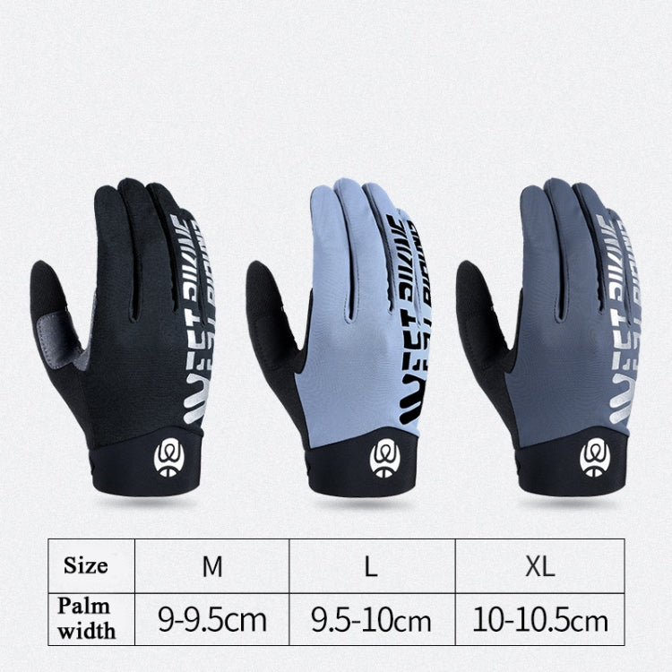 قفازات ركوب WEST BIKING YP0211214 بأصابع طويلة، ممتصة للصدمات، مضادة للانزلاق، تعمل على شاشة اللمس، قفازات رياضية للدراجات، M, L, XL