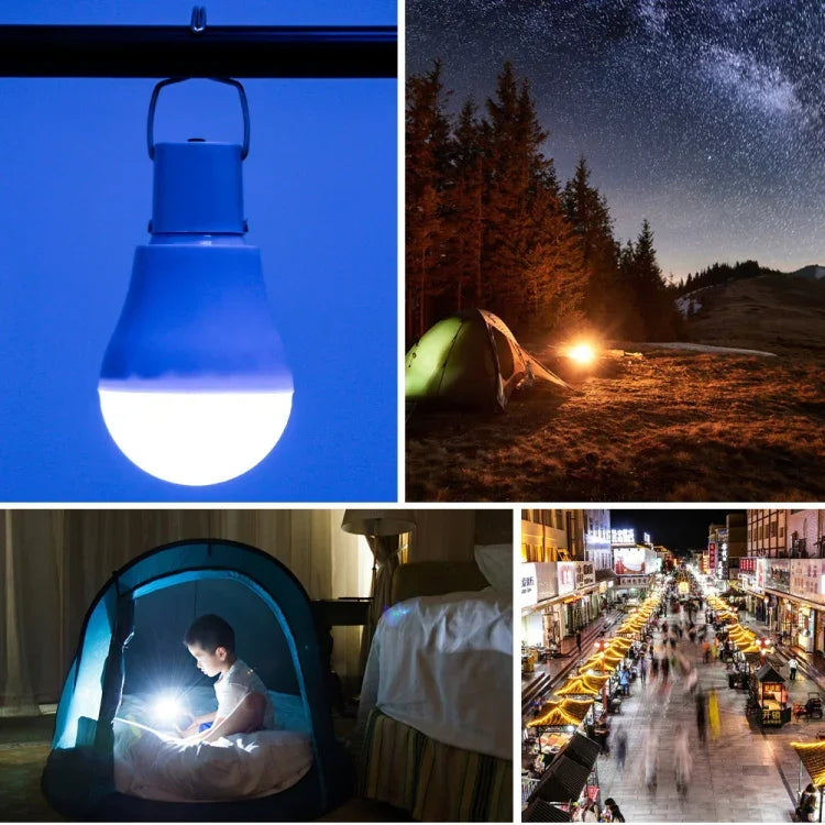 LED Solar Bulb USB Portable Outdoor Emergency Light Bulb Camping Lighting
