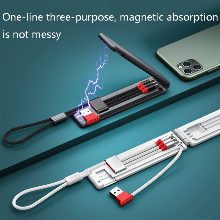 كابل شحن محمول متعدد الوظائف Oatsbasf 03083 Micro USB + USB-C / Type-C + 8 بن 3 في 1، أبيض، رمادي، برتقالي، أخضر