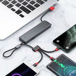 كابل شحن محمول متعدد الوظائف Oatsbasf 03083 Micro USB + USB-C / Type-C + 8 بن 3 في 1، أبيض، رمادي، برتقالي، أخضر