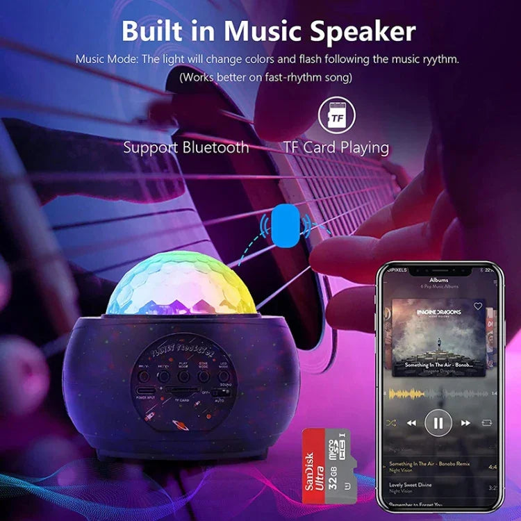 DQ-M3 ضوء سماء نجمية دوار LED بلوتوث موسيقى كواكب عارض محيط يدعم بطاقة TF، النمط: USB + بلوتوث، بطارية + بلوتوث
