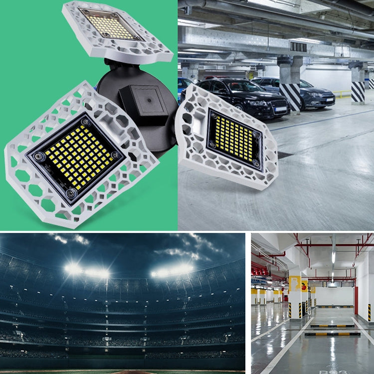 مصباح تعدين صناعي LED مقاوم للماء بمستشعر ضوء مصباح مرآب قابل للطي ثلاثي الأوراق، 60 واط، 80 واط، 100 واط