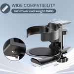 Rotating Cup Holder Headphone Holder Internet Cafe Monitor Headphone Hanger, Black, Moonlight Silver