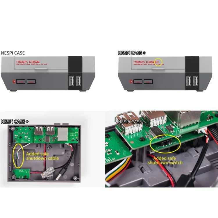 صندوق جهاز ألعاب Retroflag NESPi مع مؤشر LED لجهاز Raspberry Pi، Retroflag NESPi Case+