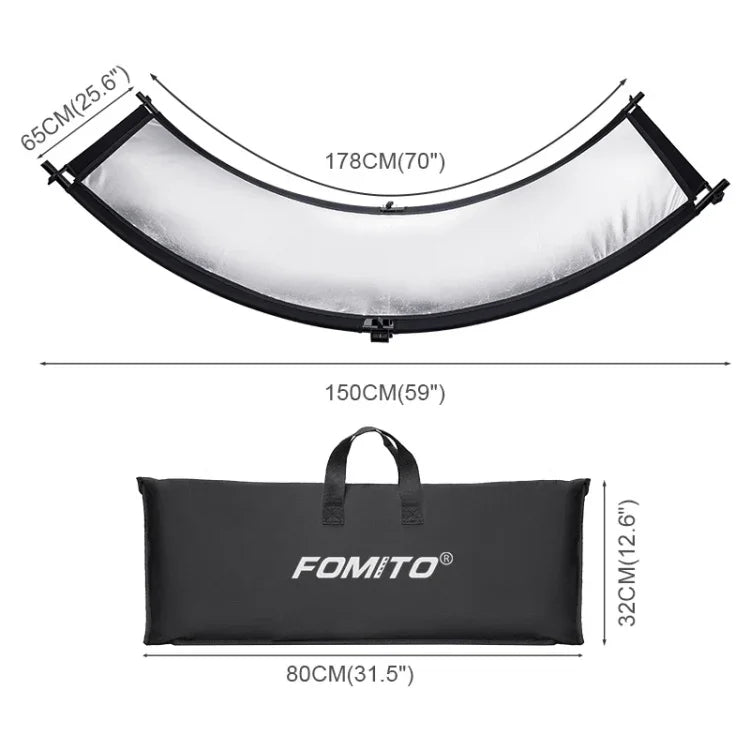 لوح عاكس استوديو تصوير منحني على شكل U من FOMITO 4 في 1 ذهبي فضي أبيض أسود، 4 في 1 على شكل U