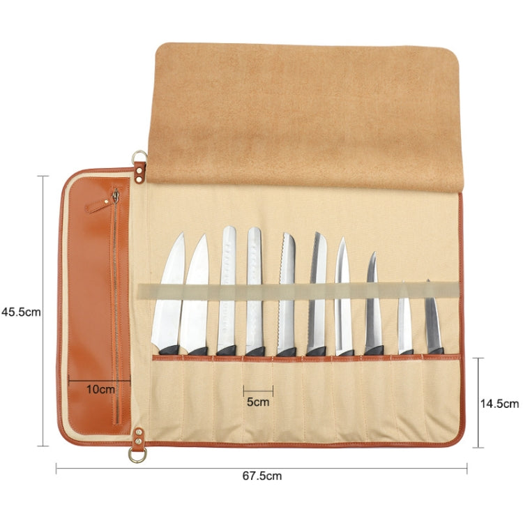WESSLECO Chef Knife Storage Bag Portable Roll Knife Storage Bag, Portable Roll Black, WESSLECO Brown