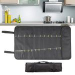 حقيبة تخزين سكاكين الشيف المحمولة، حقيبة بكرة السكاكين، أسود، أزرق