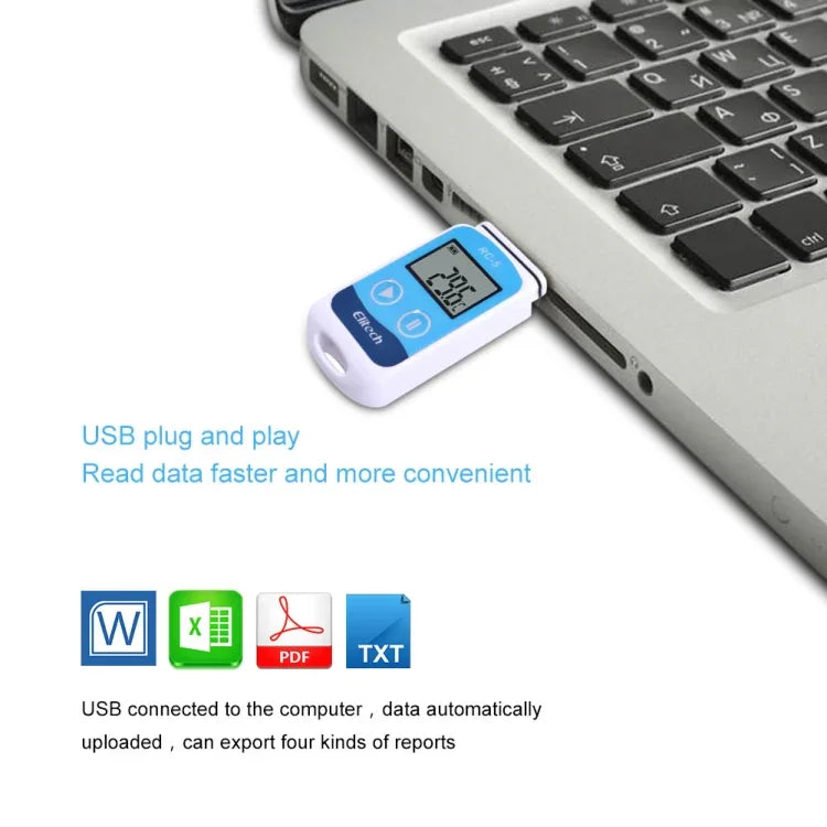 مسجل بيانات درجة حرارة رقمي USB للتخزين في المستودعات، التبريد، التخزين البارد والمختبر، TTE35065
