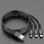 كابل شحن سريع 3 في 1 USB إلى 8 بن + USB-C / تايب-سي + مايكرو USB طراز ZZ034، 2 قطعة، نمط: 5A فائق السرعة-أسود، ميني-فضي، ميني-أحمر، ميني-أزرق، ميني-أسود