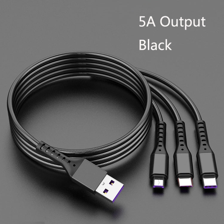 كابل شحن سريع 3 في 1 USB إلى 8 بن + USB-C / تايب-سي + مايكرو USB طراز ZZ034، 2 قطعة، نمط: 5A فائق السرعة-أسود، ميني-فضي، ميني-أحمر، ميني-أزرق، ميني-أسود