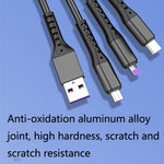 كابل شحن سريع 3 في 1 USB إلى 8 بن + USB-C / تايب-سي + مايكرو USB طراز ZZ034، 2 قطعة، نمط: 5A فائق السرعة-أسود، ميني-فضي، ميني-أحمر، ميني-أزرق، ميني-أسود