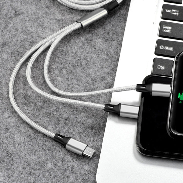 كابل شحن سريع 3 في 1 USB إلى 8 بن + USB-C / تايب-سي + مايكرو USB طراز ZZ034، 2 قطعة، نمط: 5A فائق السرعة-أسود، ميني-فضي، ميني-أحمر، ميني-أزرق، ميني-أسود